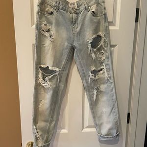 Aritzia distressed boyfriend jeans